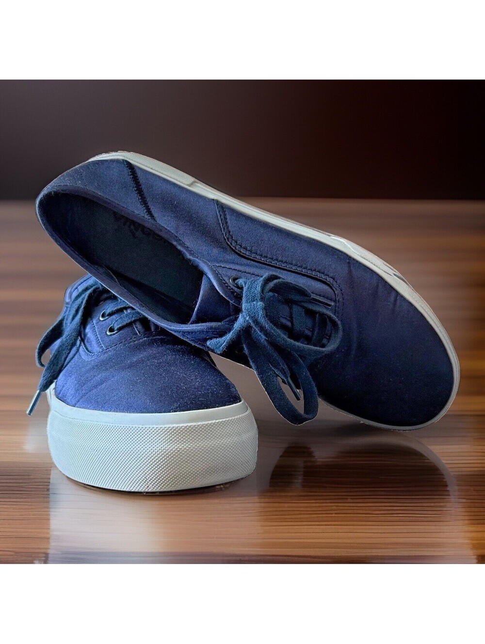Vince Copley Sneakers Womens 8W EU 38 Navy Satin Platform Designer Shoes